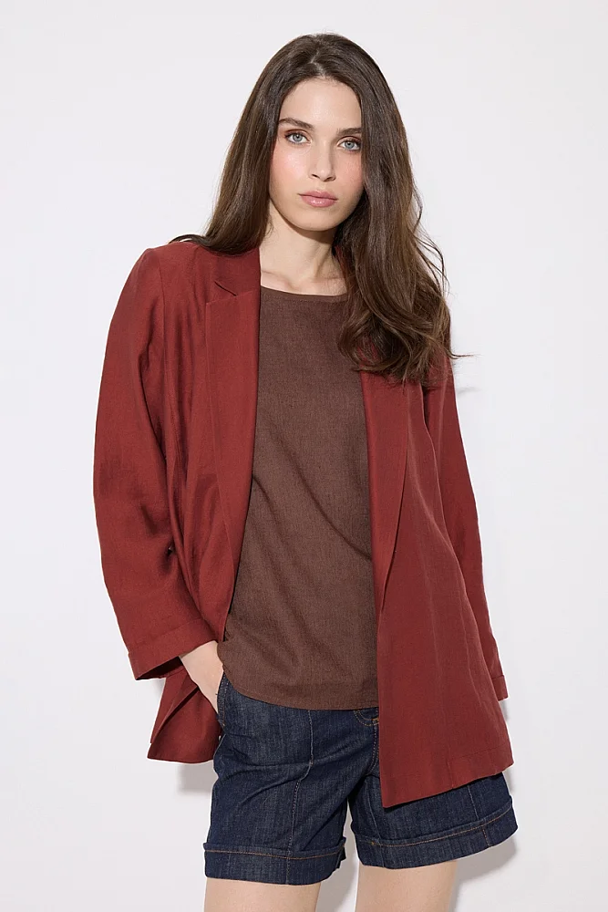 Relaxed Fit Tencel Jacket - Brick