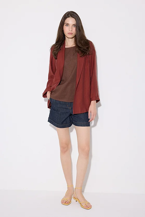 Relaxed Fit Tencel Jacket - Brick - 2