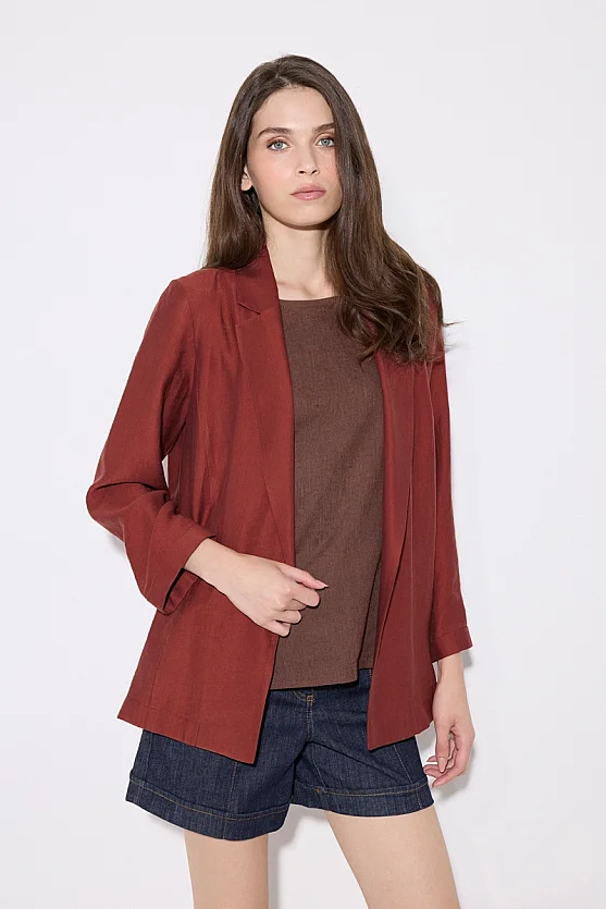 Relaxed Fit Tencel Jacket - Brick - 4