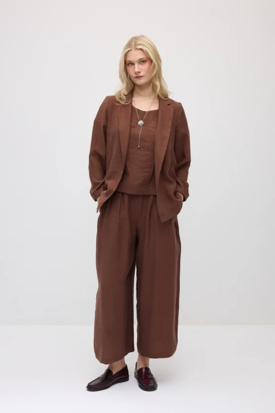 Relaxed Fit Tencel Jacket - Brown - 2