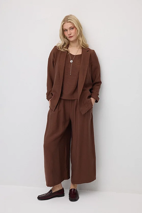 Relaxed Fit Tencel Jacket - Brown - Gusto