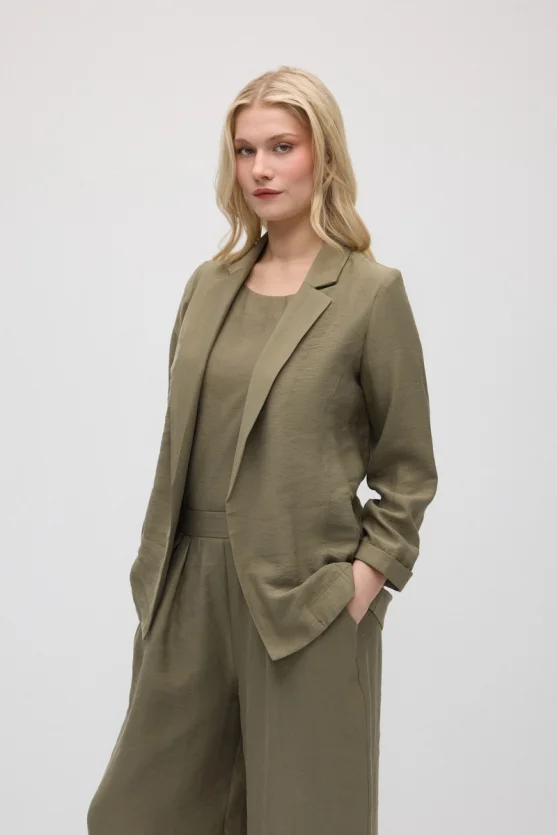 Relaxed Fit Tencel Jacket - Khaki - 1
