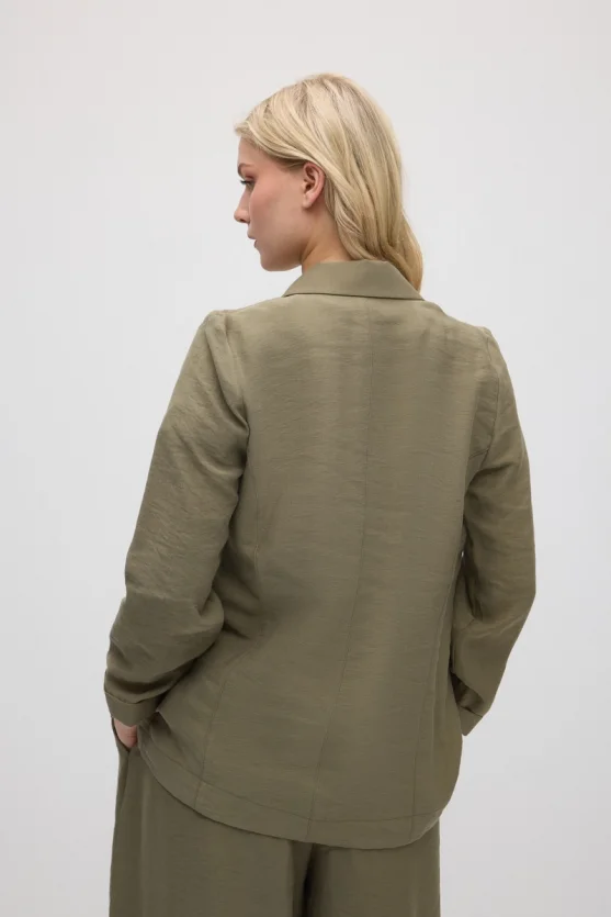 Relaxed Fit Tencel Jacket - Khaki - 5