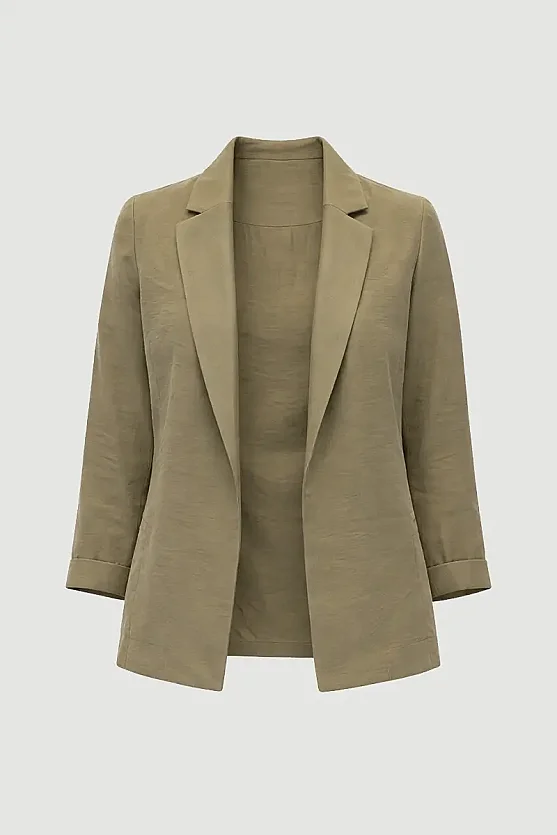 Relaxed Fit Tencel Jacket - Khaki - 6