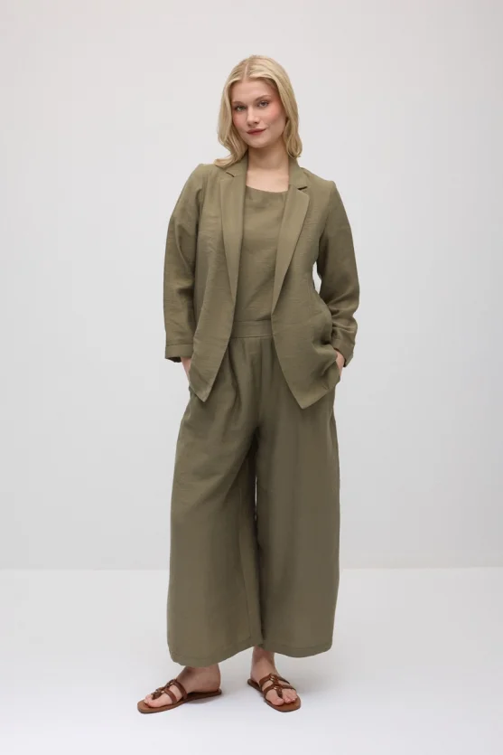 Relaxed Fit Tencel Jacket - Khaki - 4