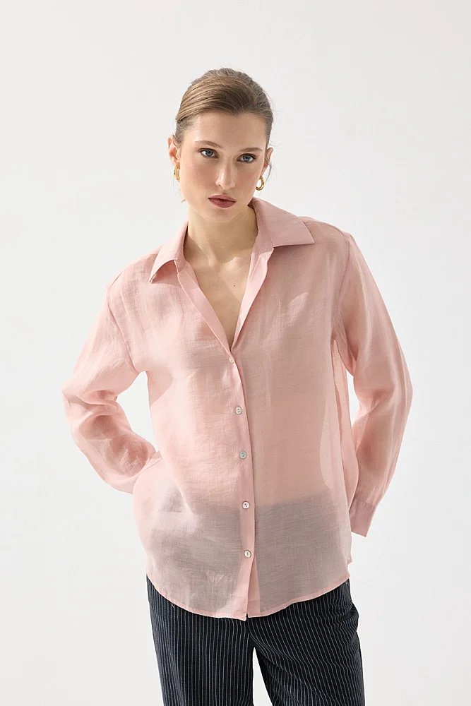 Relaxed Fit Tencel Shirt - Pink Pink