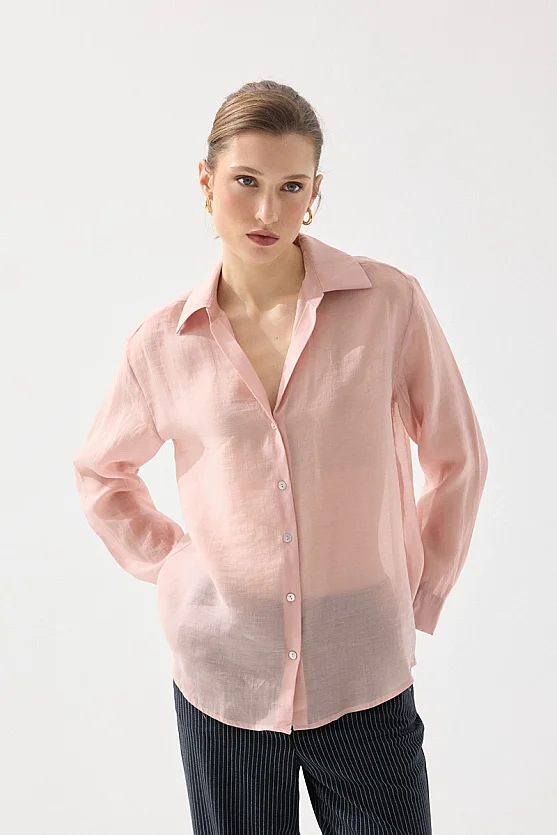 Relaxed Fit Tencel Shirt - Pink - Gusto