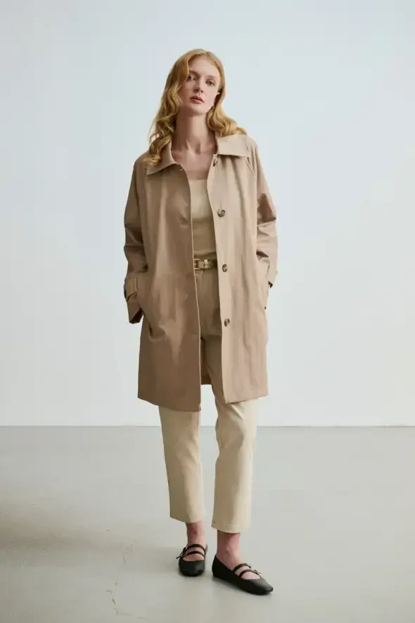 Relaxed Fit Trenchcoat - Beige - 2
