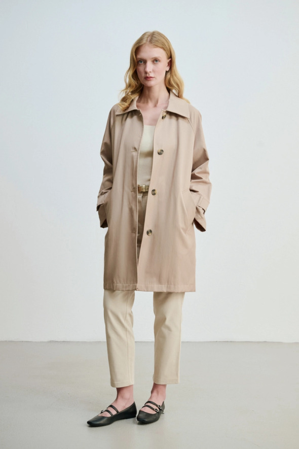 Relaxed Fit Trenchcoat - Beige - 4