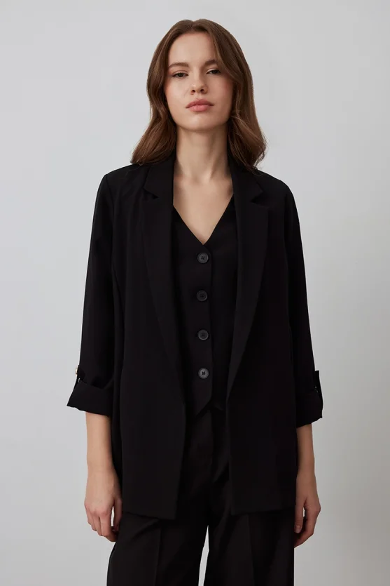Relaxed Fit Unlined Jacket - Black - Gusto
