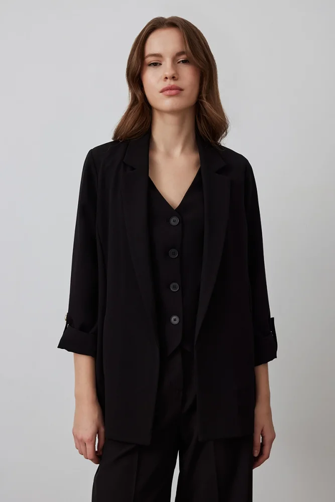 Relaxed Fit Unlined Jacket - Black Black