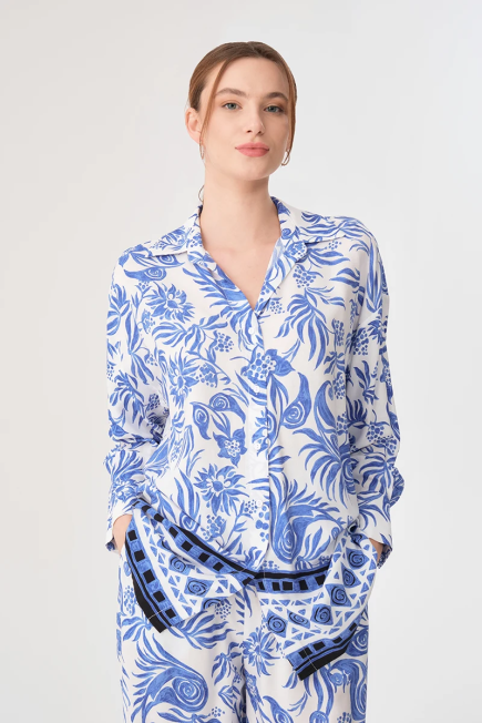Relaxed Fit Viscose Shirt - Blue Blue