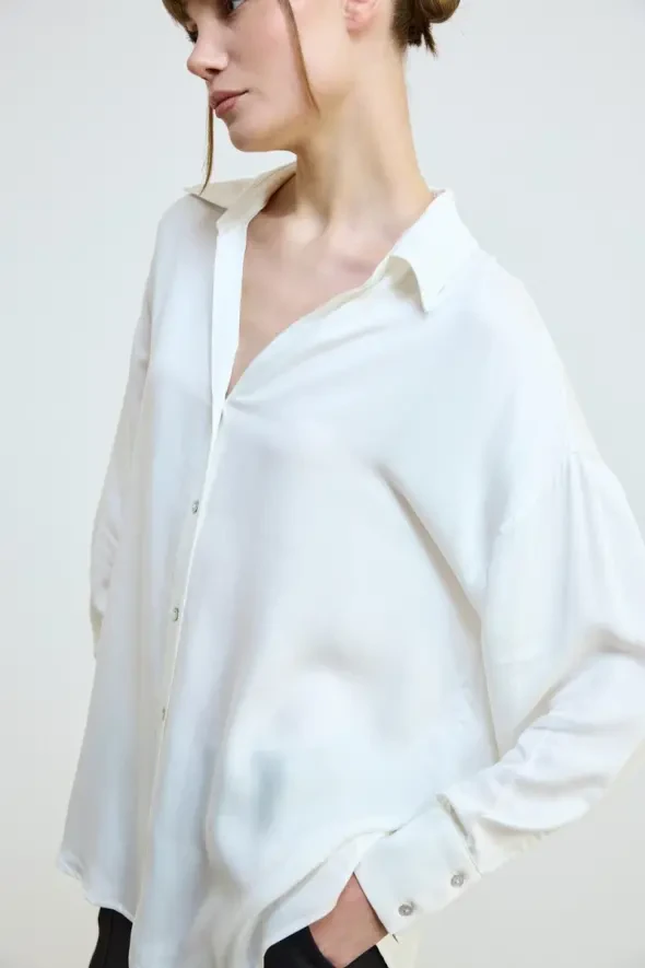 Relaxed Fit Viscose Shirt - White - 4