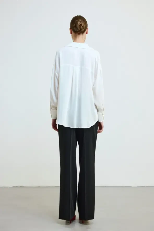 Relaxed Fit Viscose Shirt - White - 5