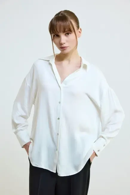 Relaxed Fit Viscose Shirt - White White