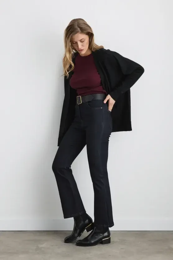 Relaxed-Fit Wool Knit Cardigan - Black - Gusto