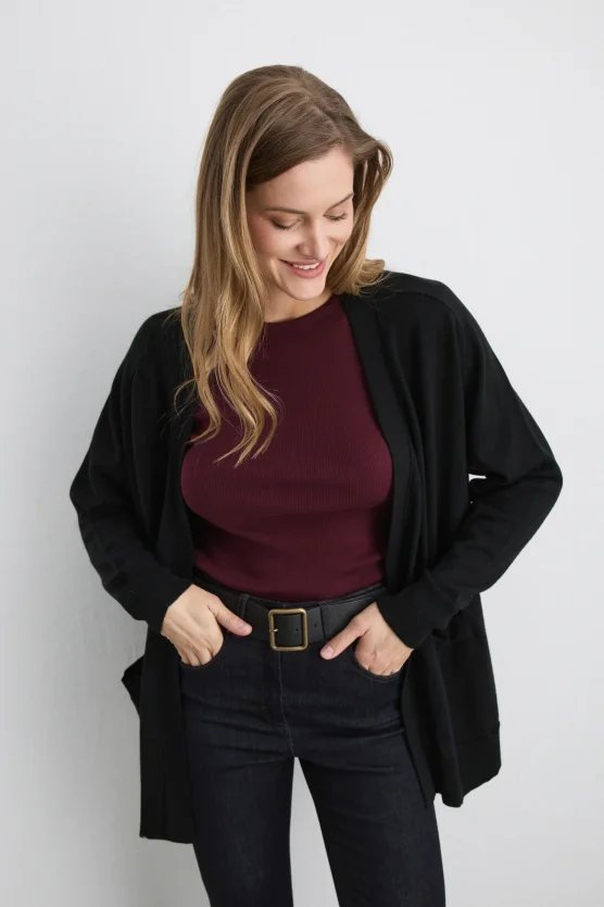 Relaxed Fit Wool Knit Cardigan Black - 2