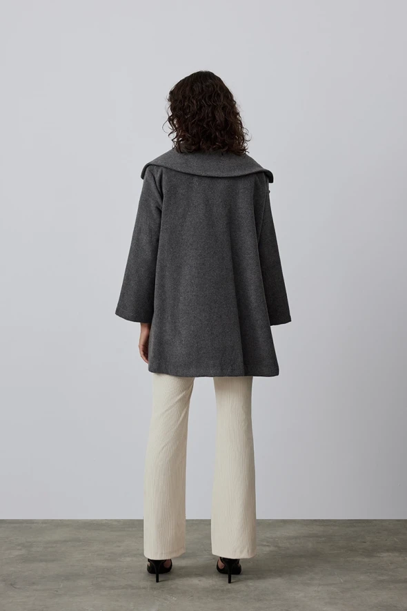 Relaxed Fit Woolen Coat - Gray - 7