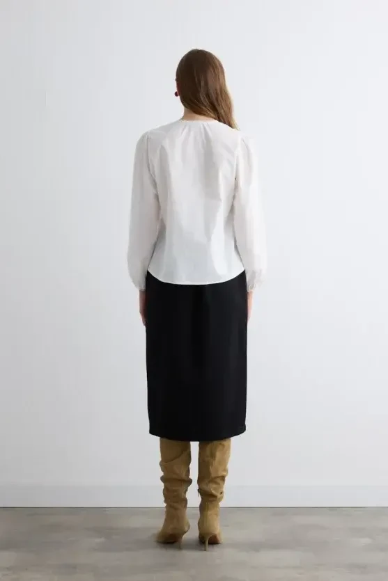 Ribbed Cotton Shirt - White - 4