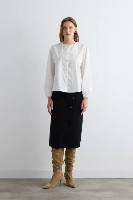 Ribbed Cotton Shirt White - Gusto (1)