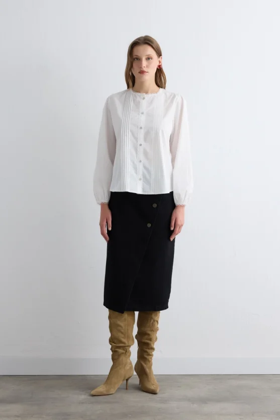 Ribbed Cotton Shirt White - 2