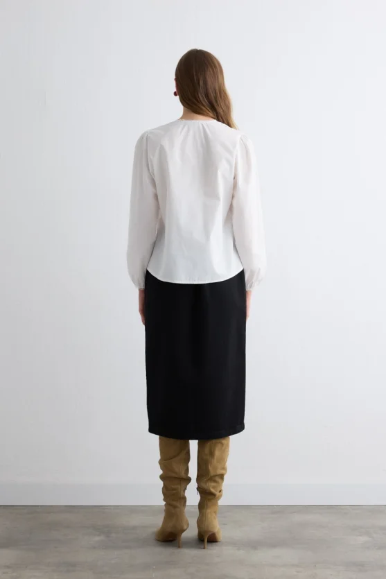 Ribbed Cotton Shirt White - Gusto