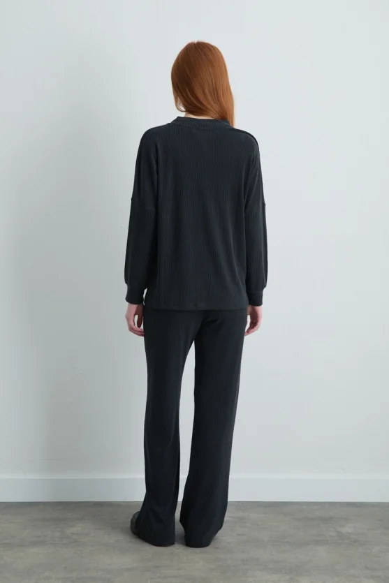 Ribbed Modal Knit Cardigan Gray - 4