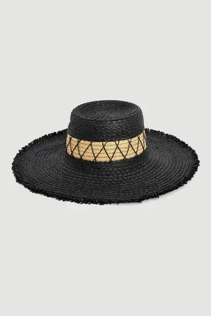 Ribbon Detailed Fedora Hat - Black Black