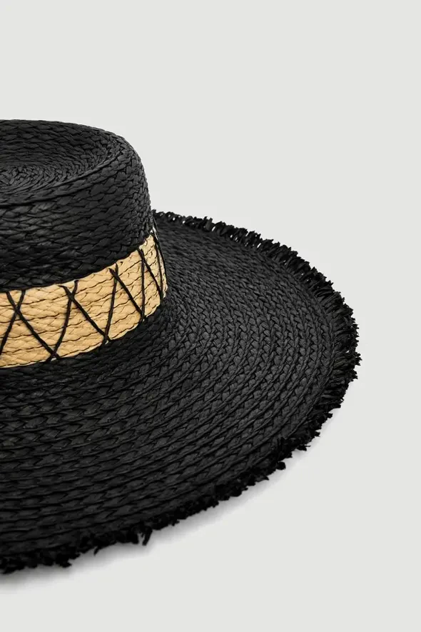 Ribbon Detailed Fedora Hat - Black - 2