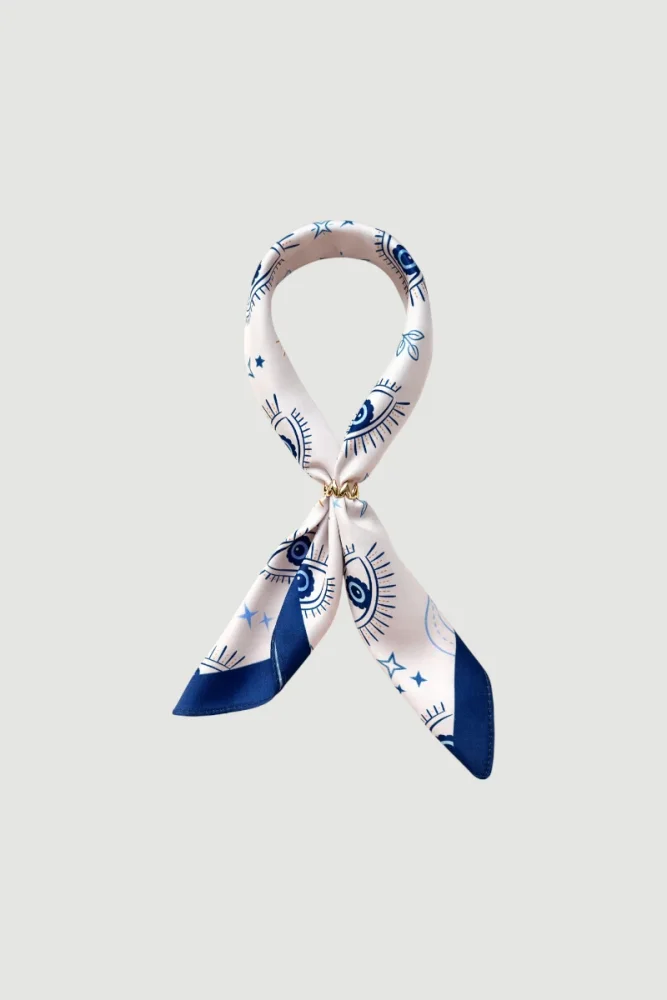 Ring Patterned Scarf - Blue Blue