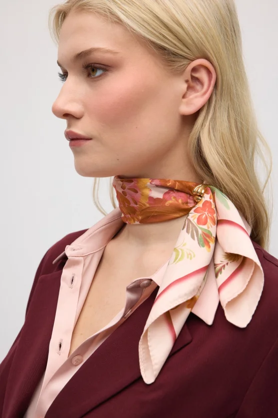Ringed Floral Print Scarf - Powder Pink - 6