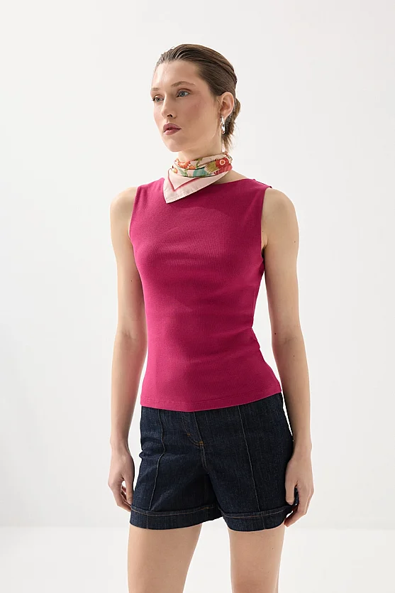 Ringed Floral Print Scarf - Powder Pink - 5