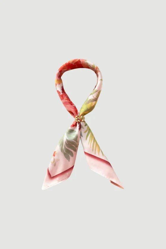 Ringed Floral Print Scarf - Powder Pink - 1