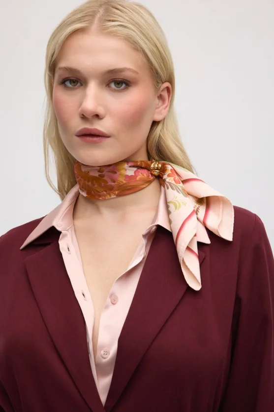 Ringed Floral Print Scarf - Powder Pink - Gusto