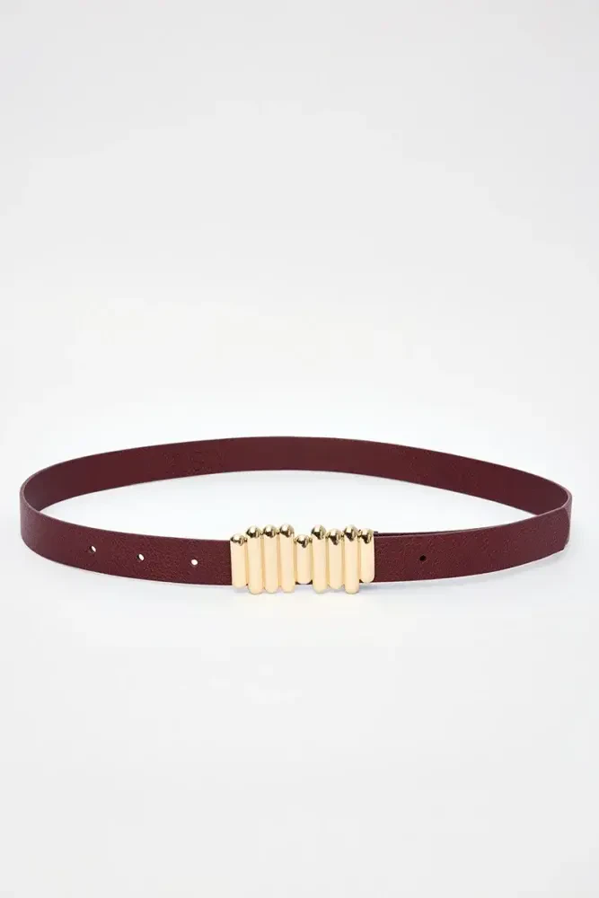 Rod Design Belt - Burgundy