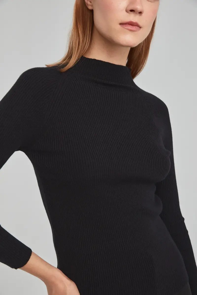 Black slim fit outlet roll neck jumper