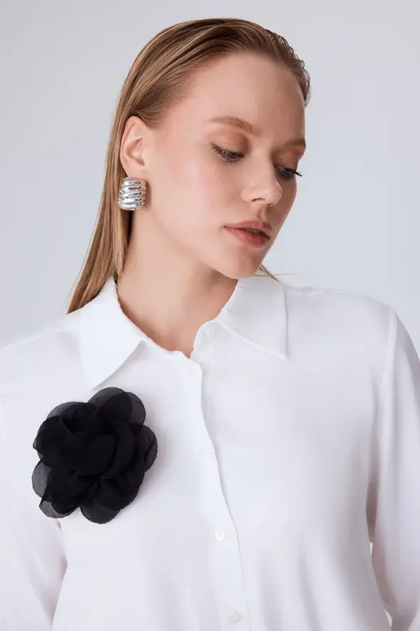 Rose Brooch - Black - 3