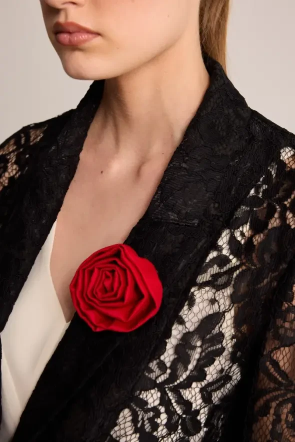 Rose Brooch - Red - 2