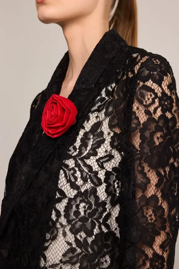 Rose Brooch - Red - 3