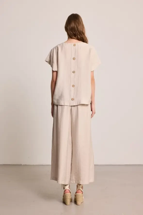 Round Neck Lyocell Blouse - Stone - 5