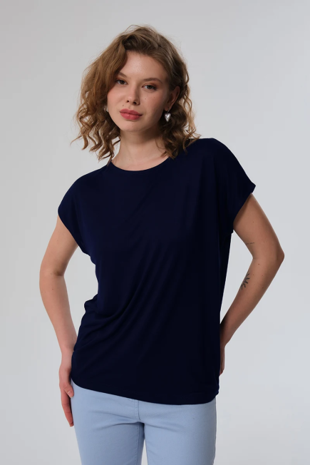 Round Neck T-shirt - Navy Blue Navy Blue