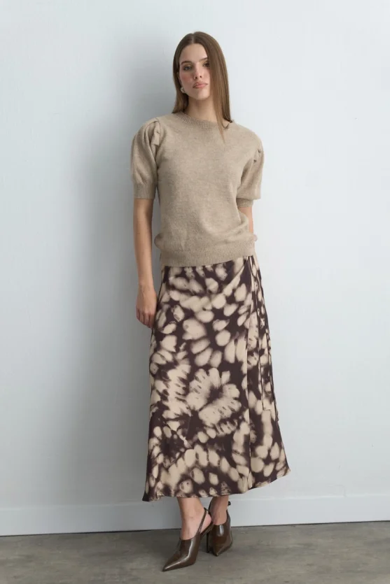 Ruched Sleeve Knitwear Beige - 2