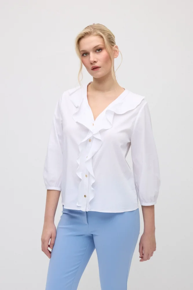 Ruffled Cotton Shirt - White White