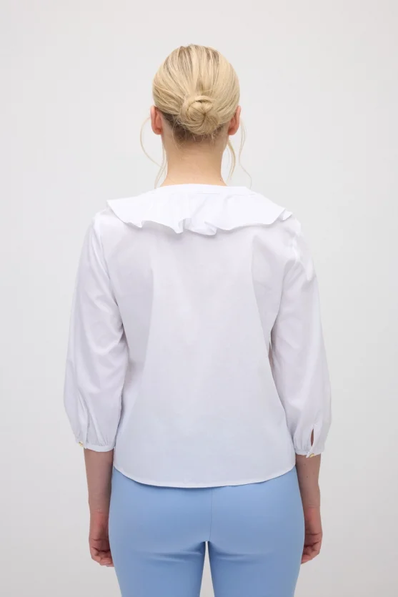 Ruffled Cotton Shirt - White - Gusto