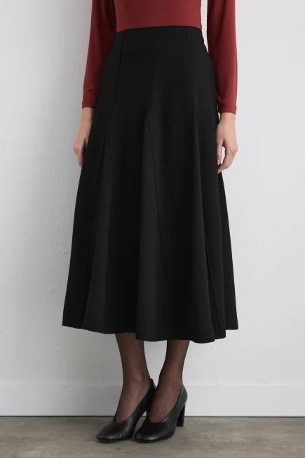 Ruffled Midi Skirt Black - Gusto (1)