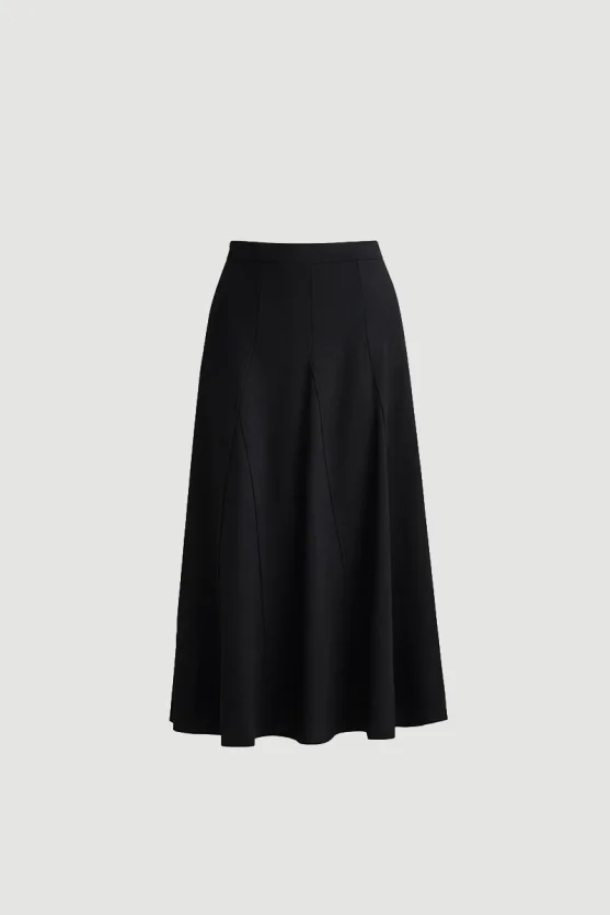 Ruffled Midi Skirt Black - 6