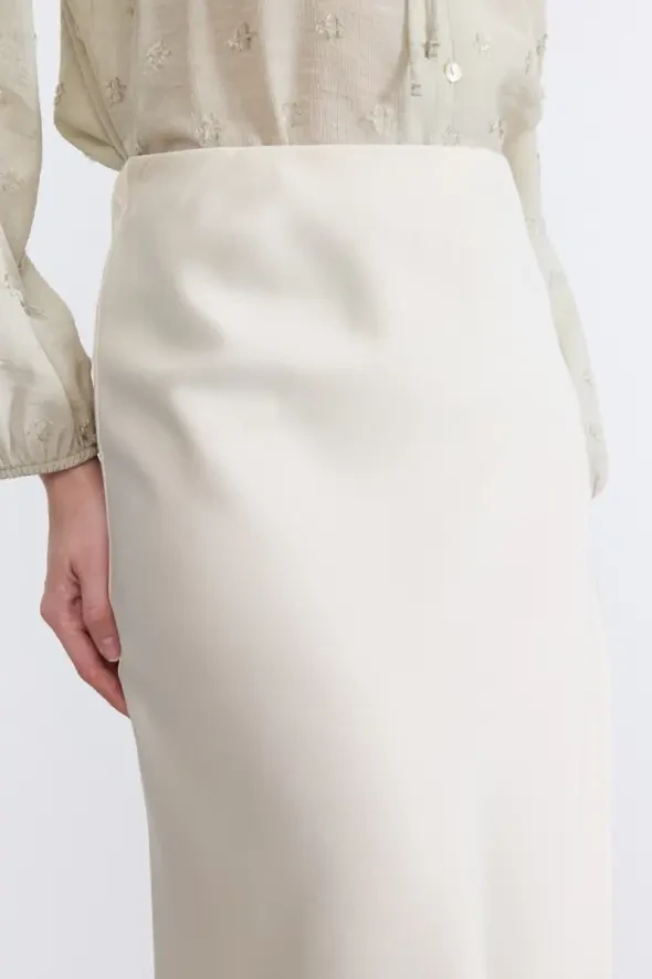 Satin Bias Skirt - Ecru - 3