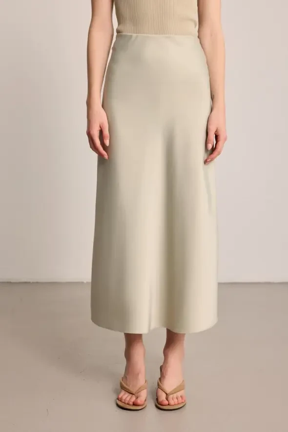 Satin Bias Skirt - Green - 2