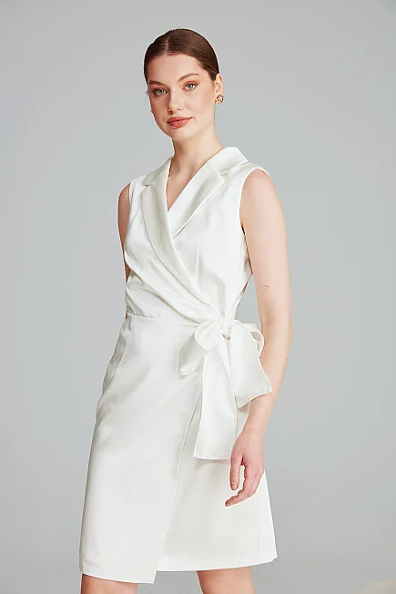 Satin Blazer Dress - Ecru - Gusto