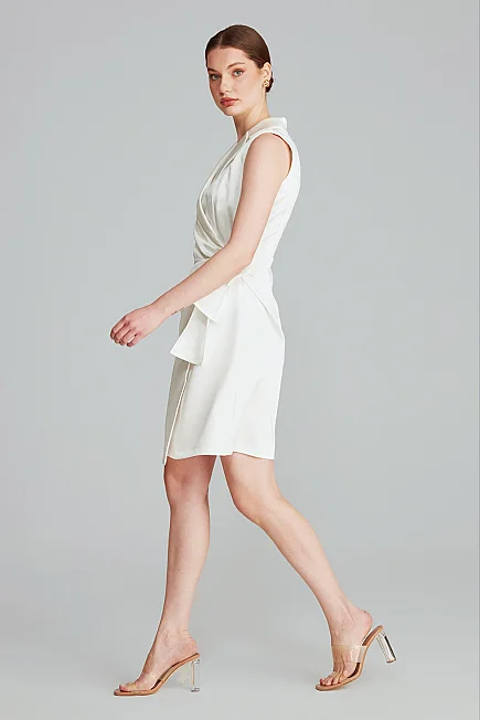 Satin Blazer Dress - Ecru - Gusto
